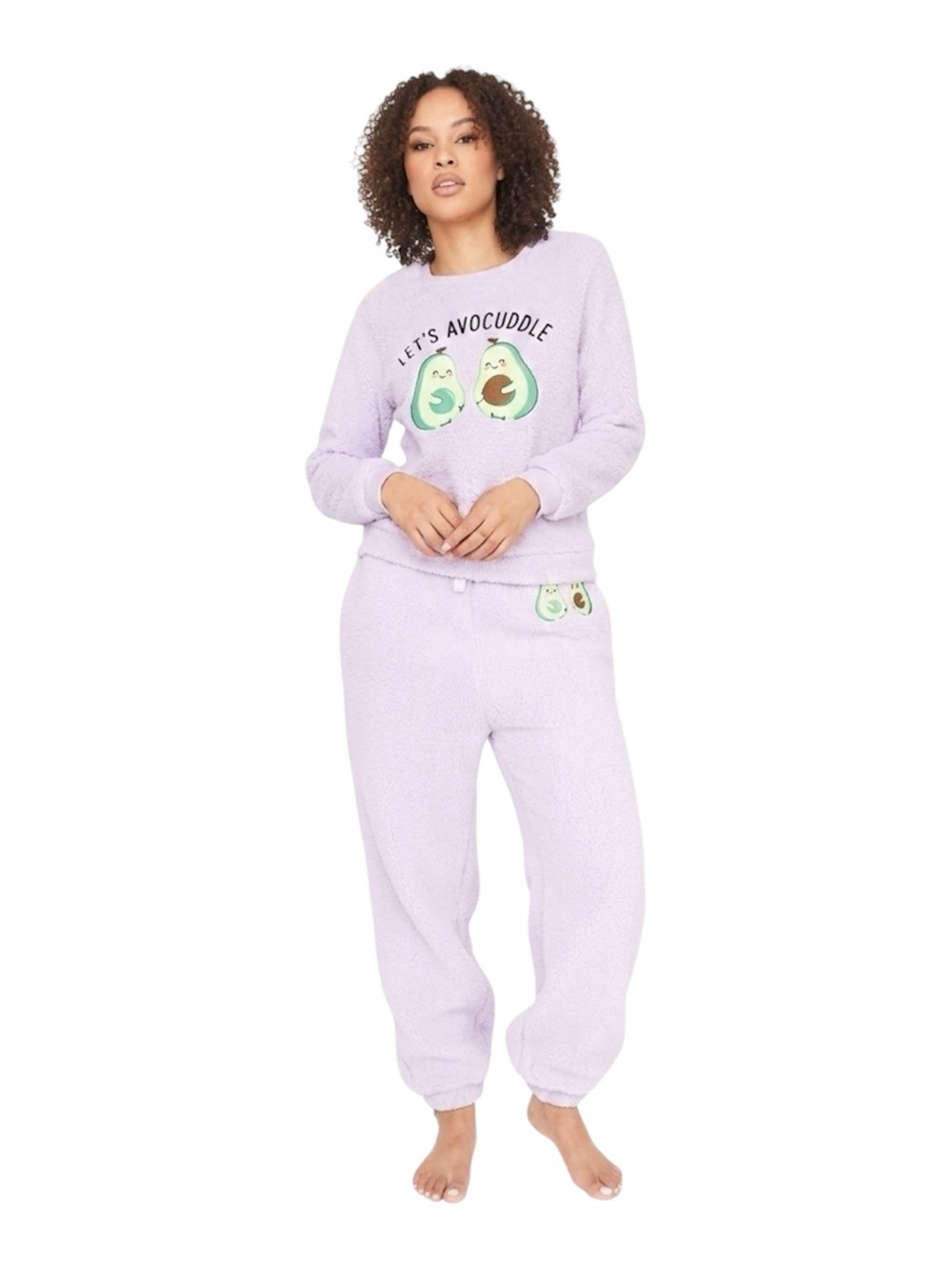 Urban Planet Sherpa Graphic Avocuddle Pajama Jogger - Lilac S/P